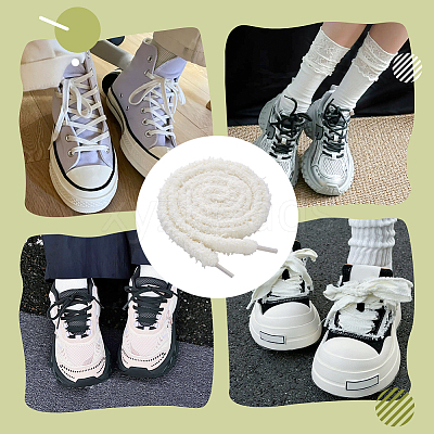 4 Pairs Plush Cloth Shoelaces AJEW-HY0002-72A-1