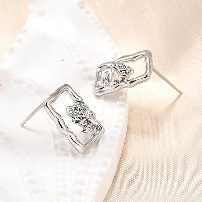 Brass Stud Earrings LS-EJEW-G432-01P-1