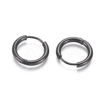 304 Stainless Steel Huggie Hoop Earrings LS-EJEW-F111B-17mm-B-1