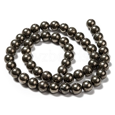 Natural Pyrite Beads Strands G-L031-8mm-01-1