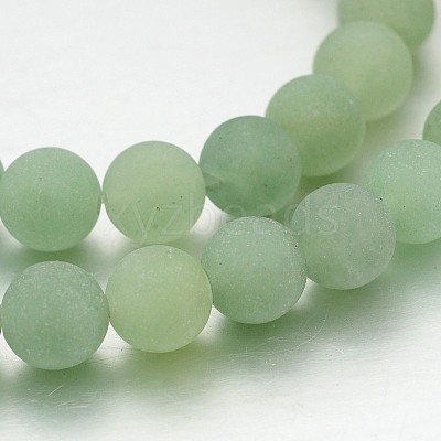 Frosted Round Natural Green Aventurine Bead Strands G-J276-56-8mm-1