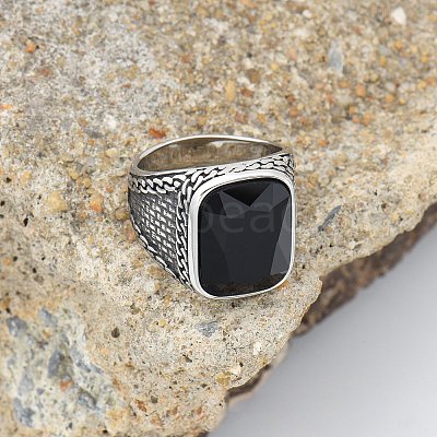 304 Stainless Steel with Cubic Zirconia Finger Rings for Men FS-WG67565-24-1