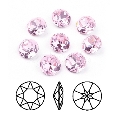 Pointed Back & Back Plated Glass Rhinestone Cabochons RGLA-J012-10mm-223-1