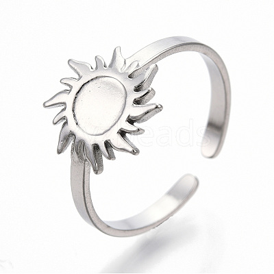 Non-Tarnish 304 Stainless Steel Sun Cuff Rings LS-RJEW-N038-116P-1