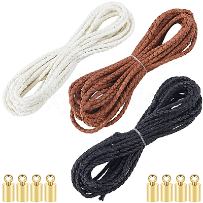 15M 3 Colors Braided Round Soft PU Imitation Leather Cords OCOR-CL0001-11A-1