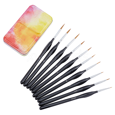 Wooden Mini Paints Brush Set AJEW-PH0001-66-1