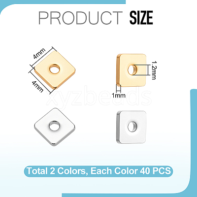 80Pcs 2 Colors 304 Stainless Steel Spacer Beads STAS-UN0064-20-1
