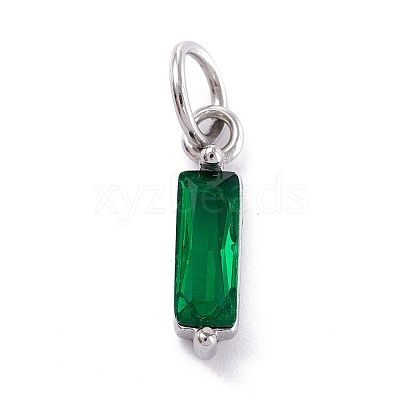 304 Stainless Steel Cubic Zirconia Pendants STAS-E487-21P-06-1