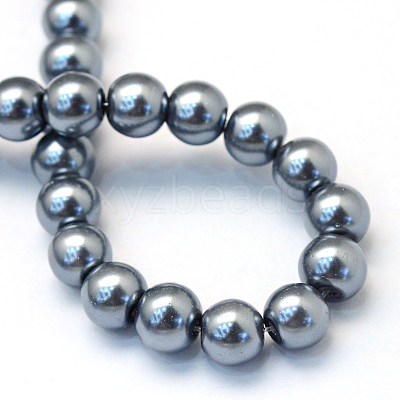Baking Paint Pearlized Glass Pearl Round Bead Strands X-HY-Q003-10mm-12-1