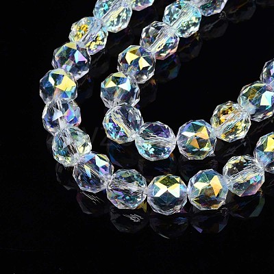 Electroplate Transparent Glass Beads Strands EGLA-N002-18B-B01-1