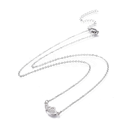Brass Micro Pave Clear Cubic Zirconia Pendant Necklaces NJEW-R256-08P-1