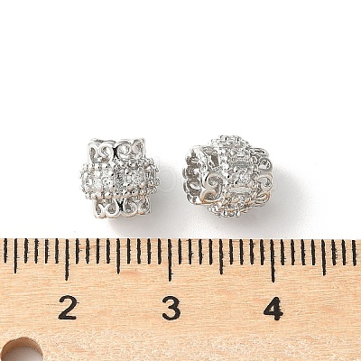 Brass Micro Pave Cubic Zirconia European Beads KK-U067-08P-06-1