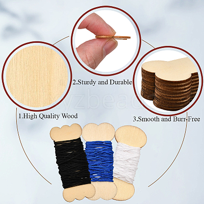 60Pcs 3 Styles Wood Thread Winding Boards DIY-SC0031-10A-1