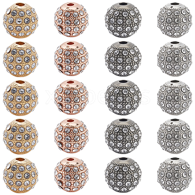 20Pcs 4 Colors Alloy Rhinestone Beads FIND-PA0001-20-1