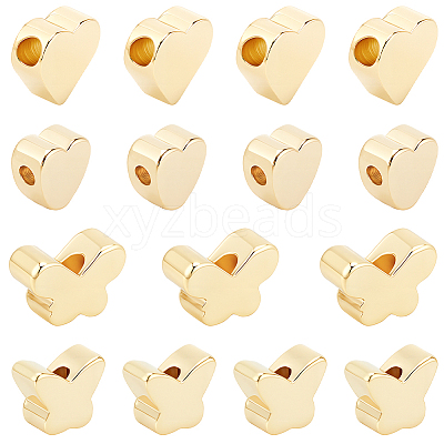 60Pcs 4 Styles Brass Beads KK-BBC0023-32-1