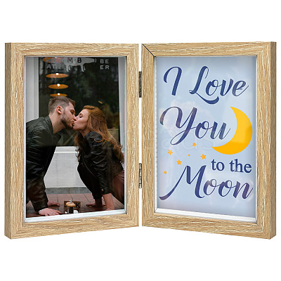 Word I Love You To The Moon Wood Picture Frames Box AJEW-FG0004-02C-1