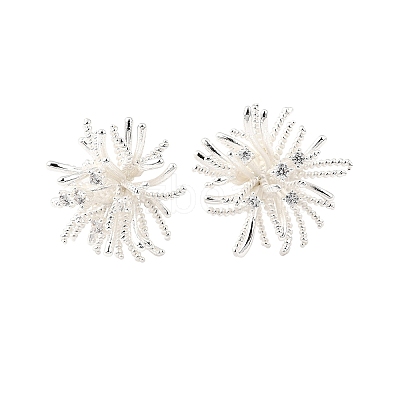 Brass Micro Pave Clear Cubic Zirconia Stud Earrings EJEW-S270-04S-1