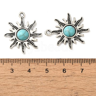 Tibetan Style Alloy Pave Imitation Turquoise Pendants X-FIND-NH0001-01AS-1
