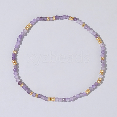 Bohemian Style Natural Amethyst Faceted Round Beaded Stretch Bracelets for Women's Fashion Luxury Versatile LS-BW4401-2-1