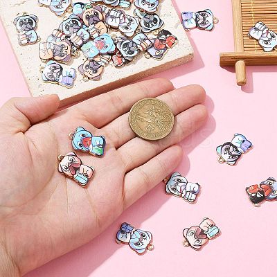 30Pcs Printed Alloy Pendants ENAM-CJ0005-58-1