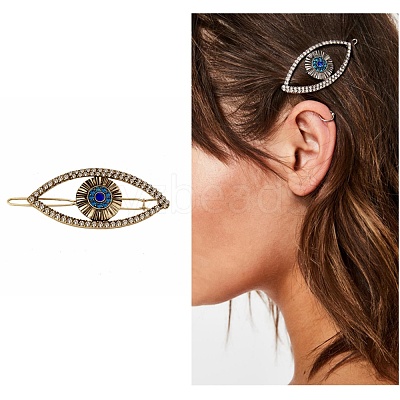 Alloy Rhinestone Hair Barrettes PHAR-H070-01AG-1