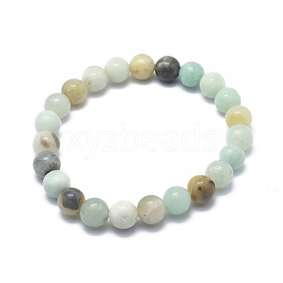 Natural Amazonite Bead Stretch Bracelets BJEW-K212-B-007-1