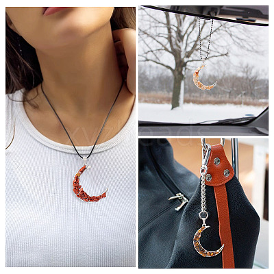 10Pcs Moon Alloy Natural & Synthetic Gemstone Pendants PALLOY-TAC0147-1