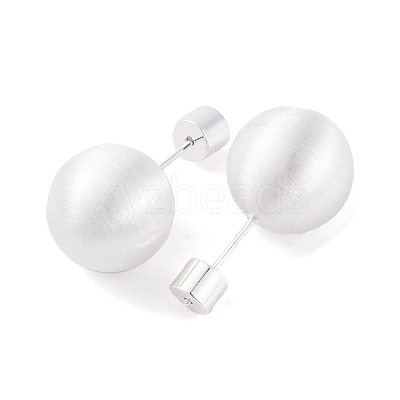 Round Ball Drawbench Brass Ear False Plugs for Women EJEW-G391-24B-S-1