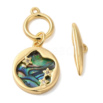 Brass Toggle Clasps with Paua Shell KK-N254-72G-1