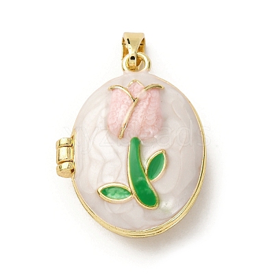 Brass Enamel Locket Pendants X-KK-F912-05C-G-1