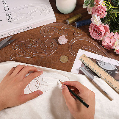 5Pcs 5 Styles Acrylic Drawing Template Measuring Ruler Set TOOL-WH0243-001-1