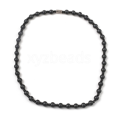 Round Synthetic Non-Magnetic Hematite Beaded Necklaces for Women Men NJEW-E097-06-1