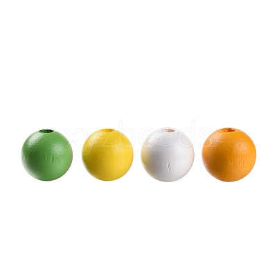 160Pcs 4 Colors Farmhouse Country and Rustic Style Painted Natural Wood Beads WOOD-LS0001-01J-1