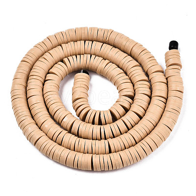 Flat Round Handmade Polymer Clay Beads CLAY-R067-6.0mm-37-1