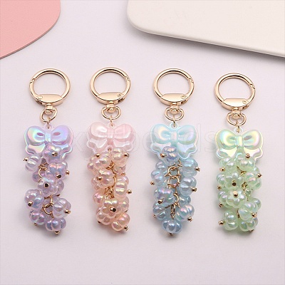 50Pcs UV Plating Rainbow Iridescent Acrylic Beads PACR-CJ0001-27-1