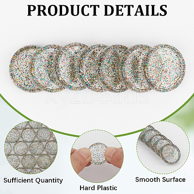 50Pcs Flat Round Glitter Powder Transparent Acrylic Loose Leaf Ring Round Binder Discs DIY-CP0012-15-1