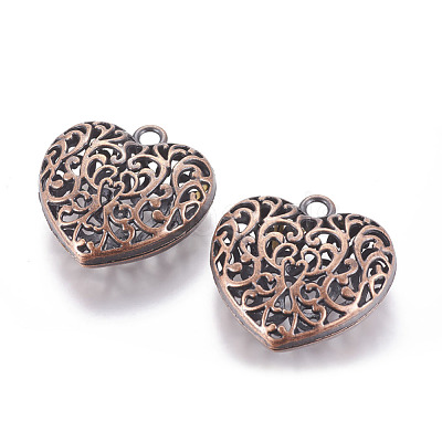 Hollow Tibetan Style Alloy Heart Pendants TIBEP-S095-R-NR-1