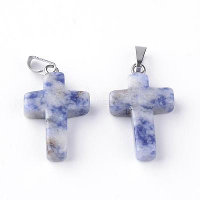 Natural Blue Spot Jasper Pendants G-J354-05-1