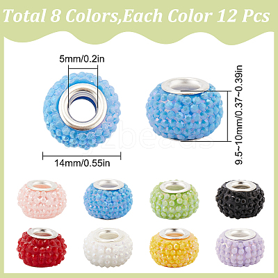 96Pcs 8 Colors Resin European Beads RESI-SC0005-85-1
