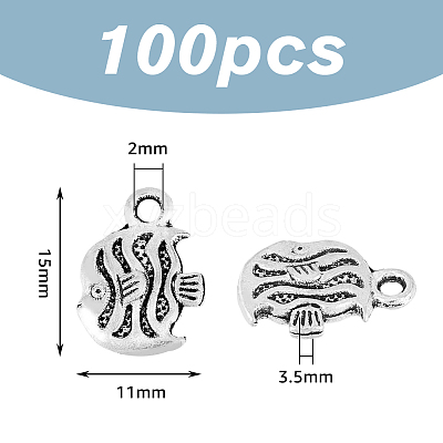100PCS Alloy Fish Charms TIBEP-DC0001-27-1