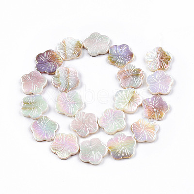 Electroplated Natural Freshwater Shell Beads Strands X-SHEL-N026-203B-01-1