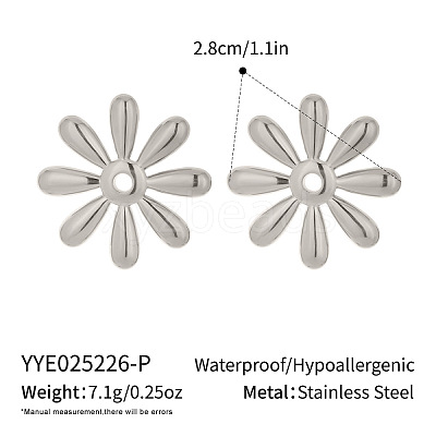 Stainless Steel Flower Stud Earrings CZ4982-2-1