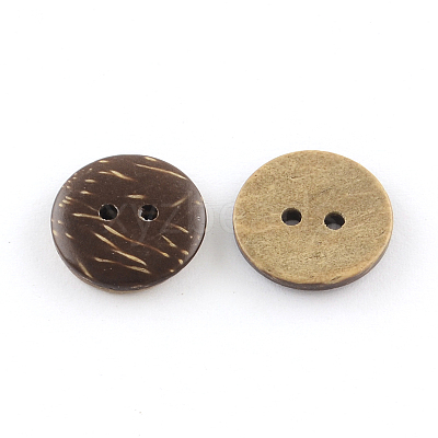 2-Hole Flat Round Coconut Buttons X-BUTT-R035-004-1