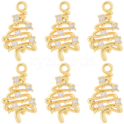 14Pcs Brass Micro Pave Cubic Zirconia Pendants KK-BBC0022-14-1