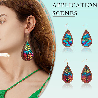 2Pairs 2 Colors Acrylic Dangle Earrings for Women EJEW-TA0001-53A-1