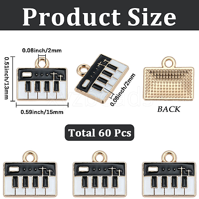 60Pcs Alloy Enamel Piano Charms FIND-SC0021-63-1