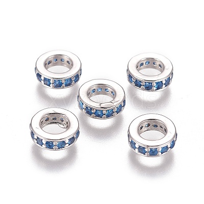 Brass Cubic Zirconia European Beads KK-E772-02A-P-1