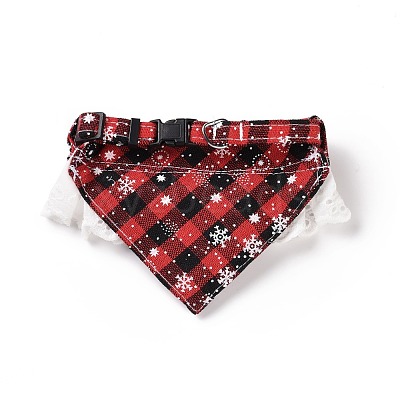 Cloth Pet's Christmas Bowknot Collar AJEW-D051-03G-1