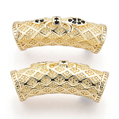 Brass Micro Pave Cubic Zirconia Tube Beads ZIRC-T004-60G-1
