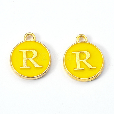 Golden Plated Alloy Enamel Charms X-ENAM-S118-09R-1